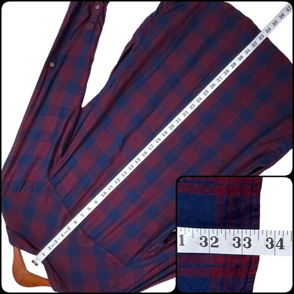 SO Long Sleeve Roll Tab Shirt Dress Pockets Size XL Red Blue Plaid - Picture 11 of 12